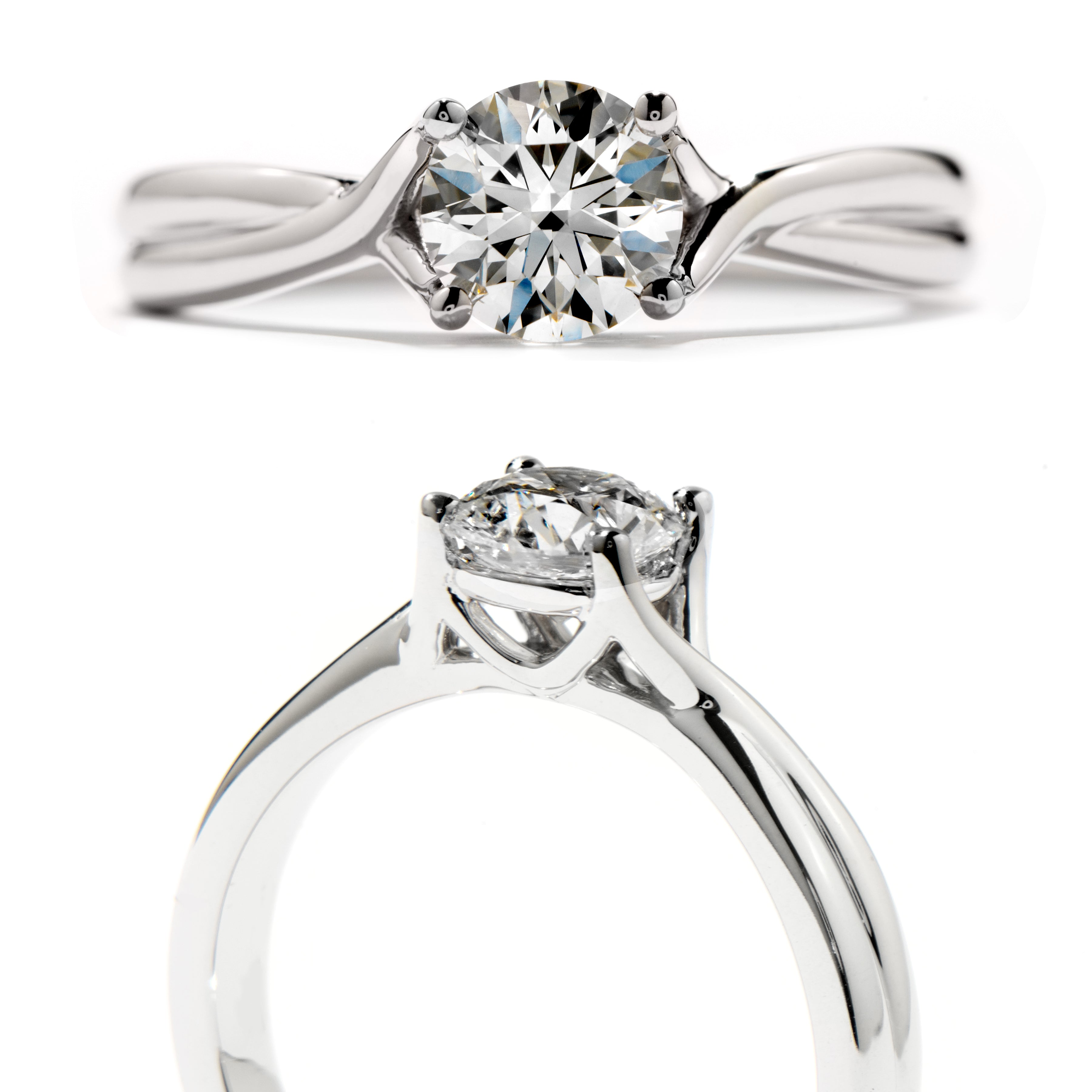 0.72ct Simply Bridal Twist Diamond Solitaire Platinum Ring