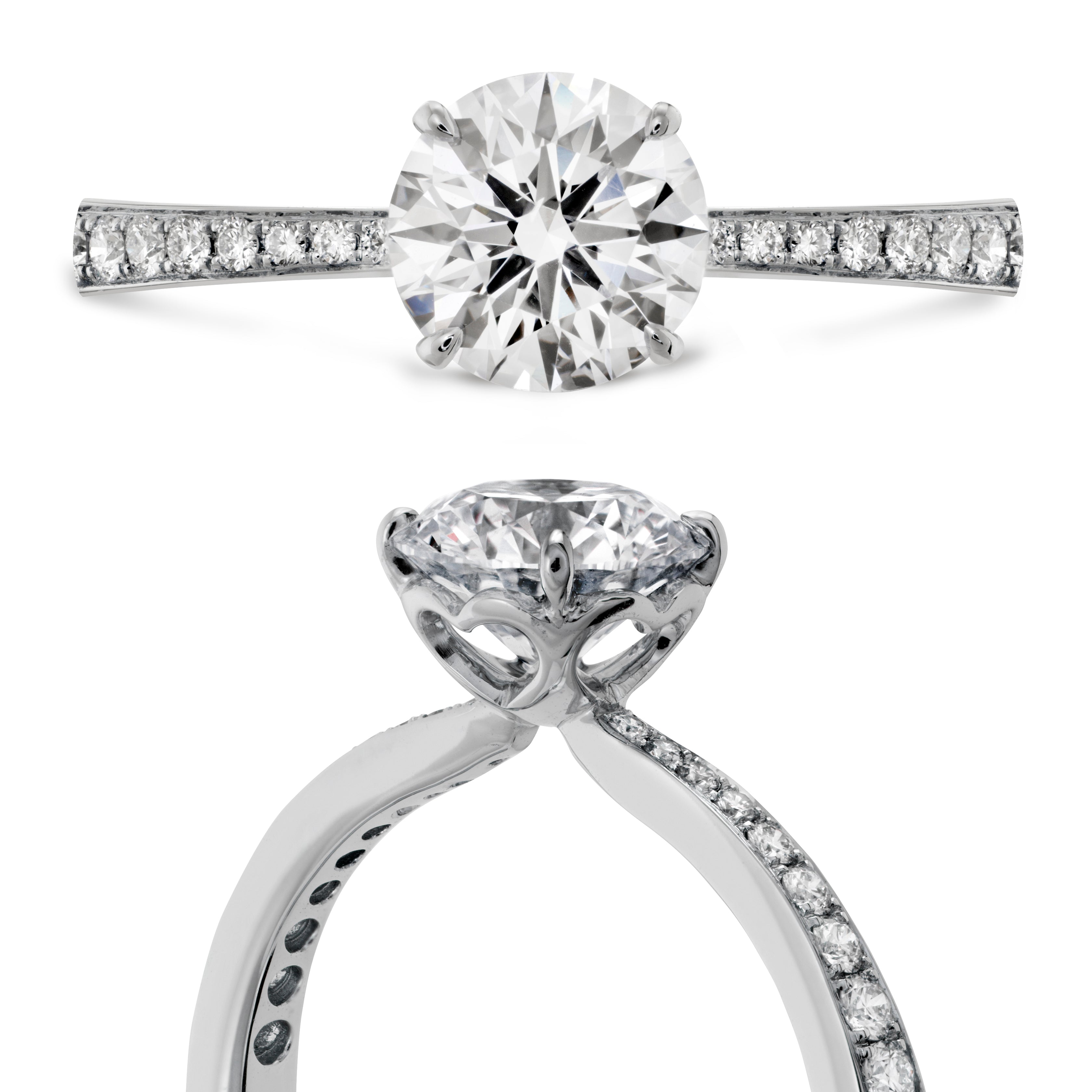 0.51ct Signature Diamond Solitaire 18ct White Gold Ring with Diamond Shoulders