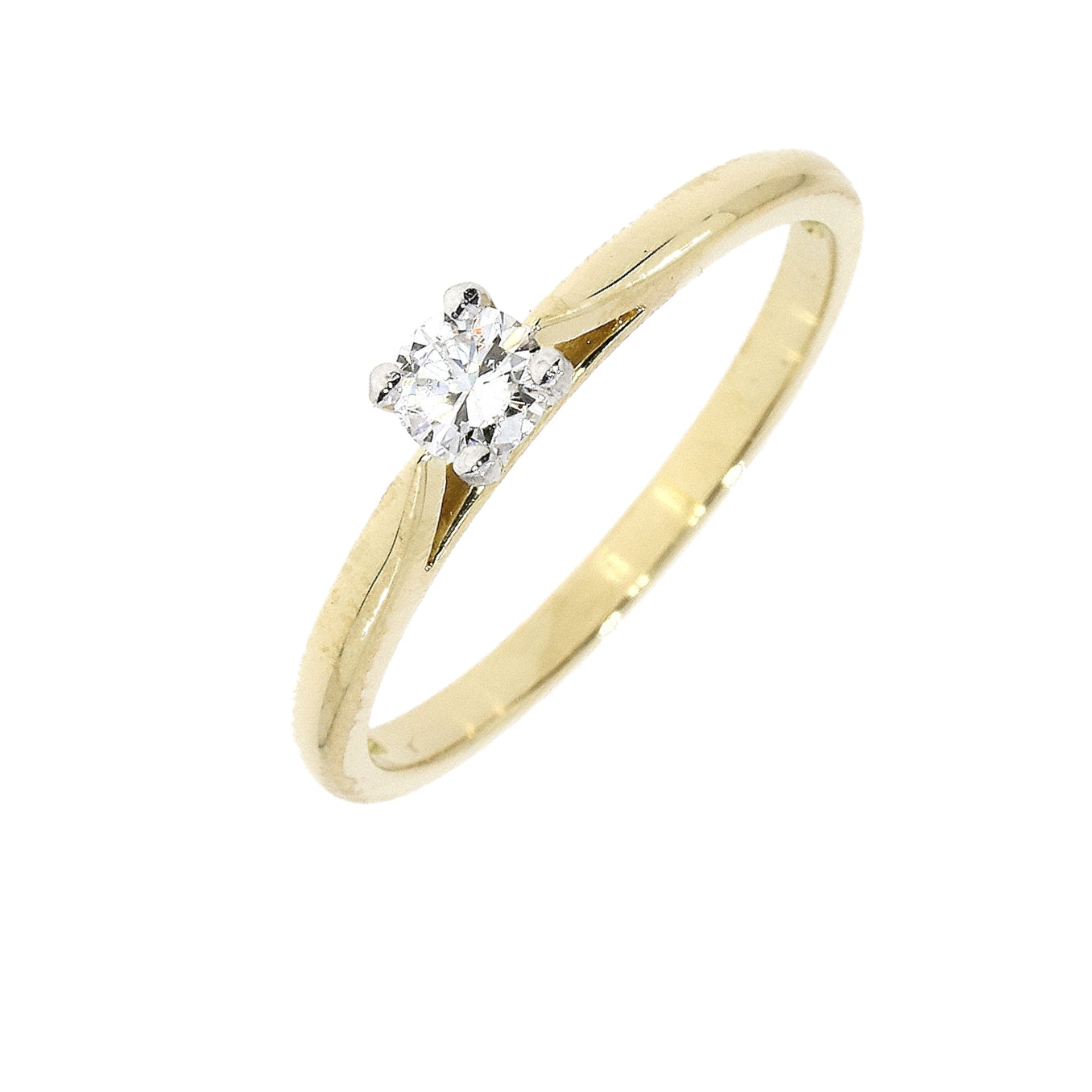 18ct Gold yellow and white gold claw set round brilliant cut solitaire Diamond ring