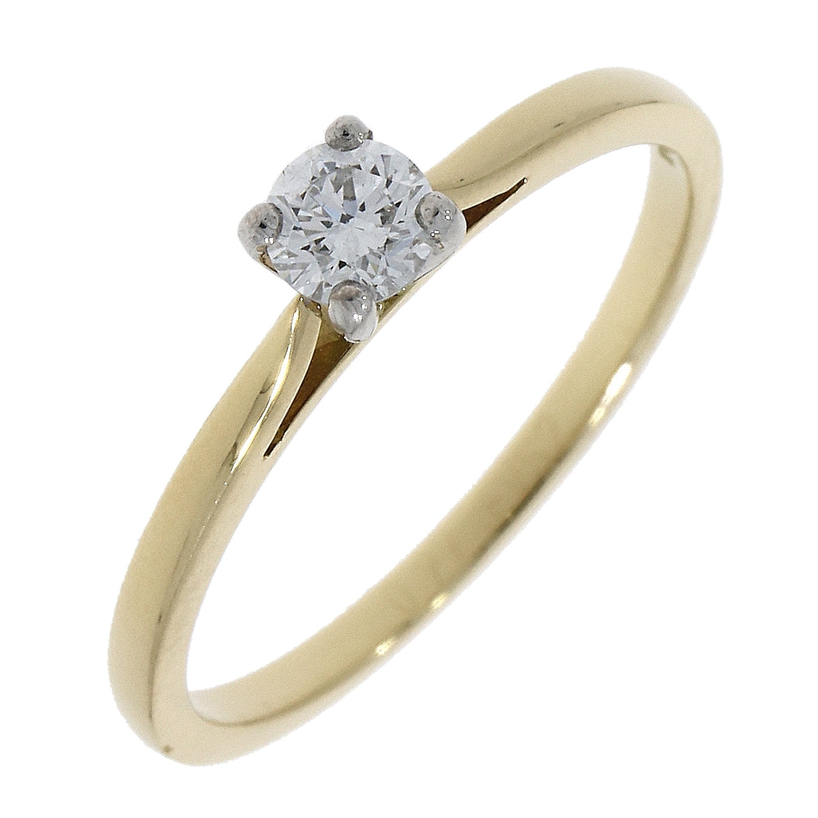 18ct Gold yellow and white gold claw set round brilliant cut solitaire Diamond ring