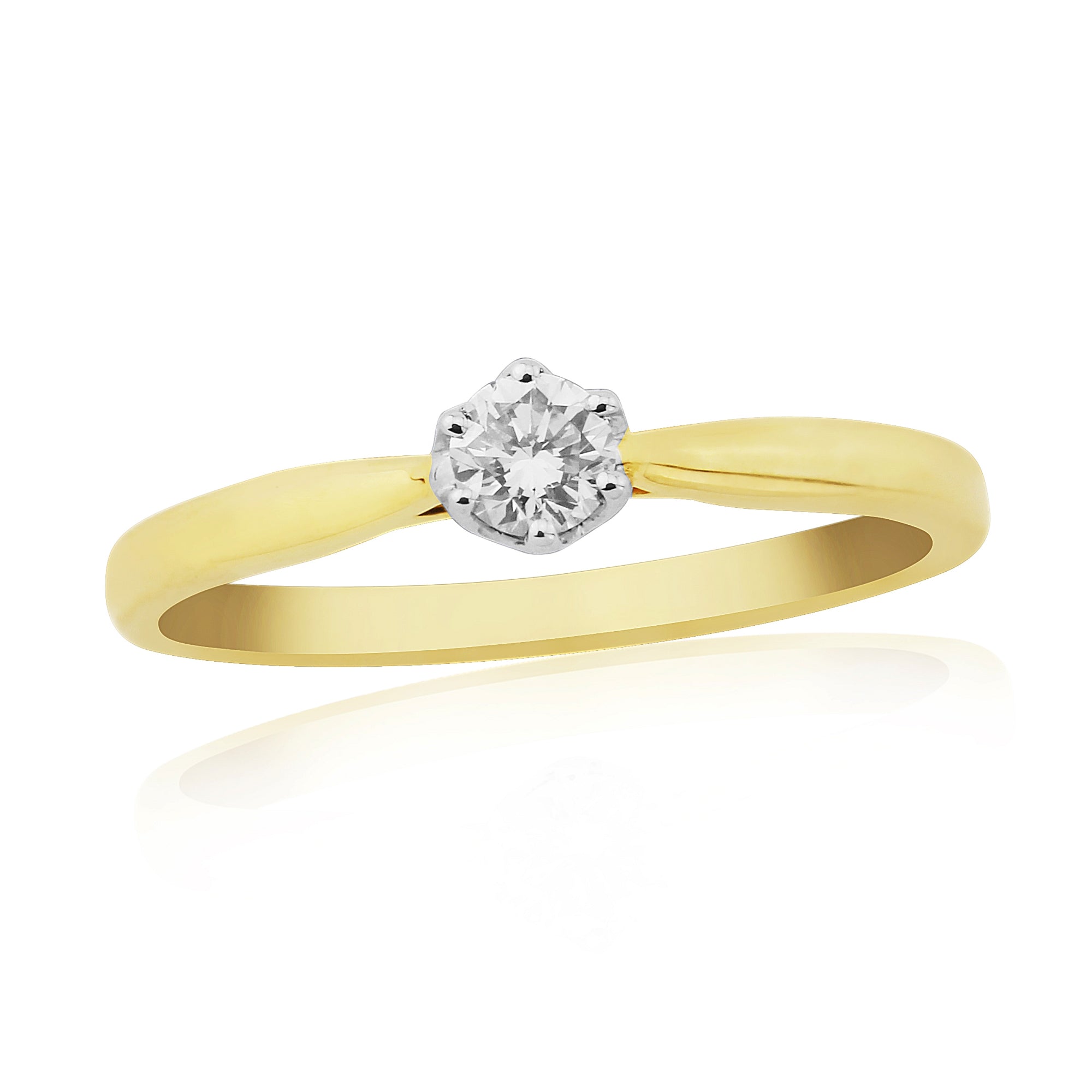 0.15ct Round Brilliant Cut Diamond Solitaire 9ct Yellow Gold Ring