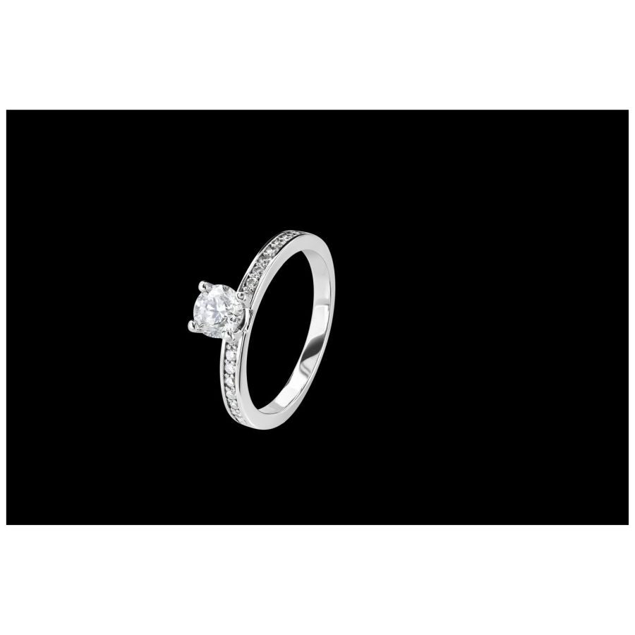 0.60ct Round Brilliant Cut Diamond Solitaire 18ct White Gold Ring with Diamond Shoulders
