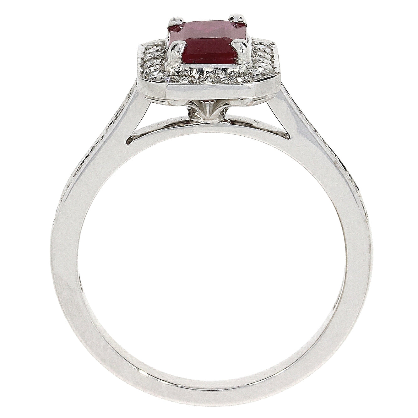 18ct White Gold Ruby & Diamond Cluster Ring