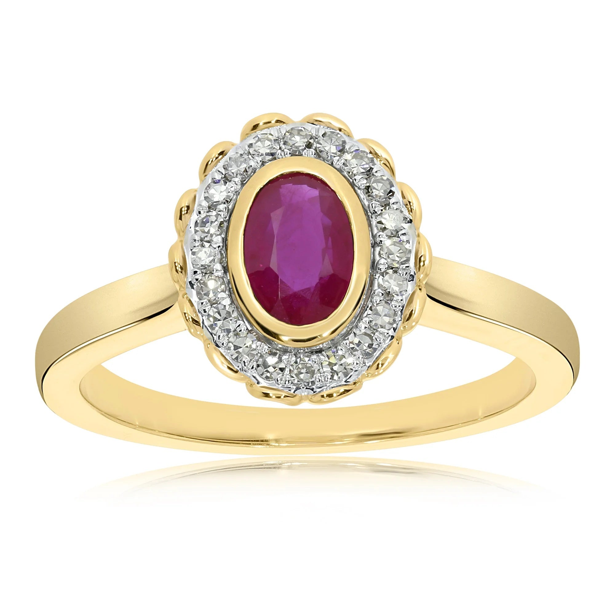 9ct gold Ovlru/Dia Clust