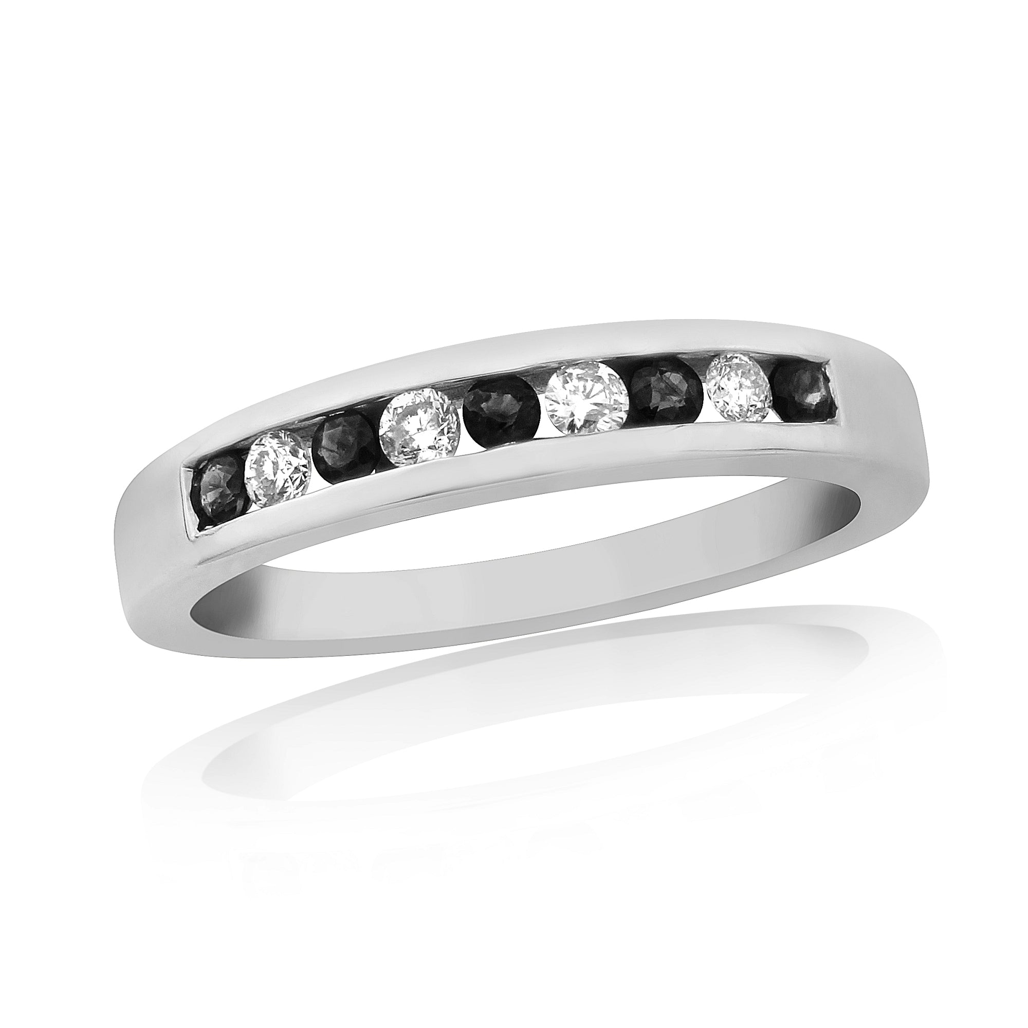 9ct White Gold Sapphire & Diamond Channel Set Eternity Band