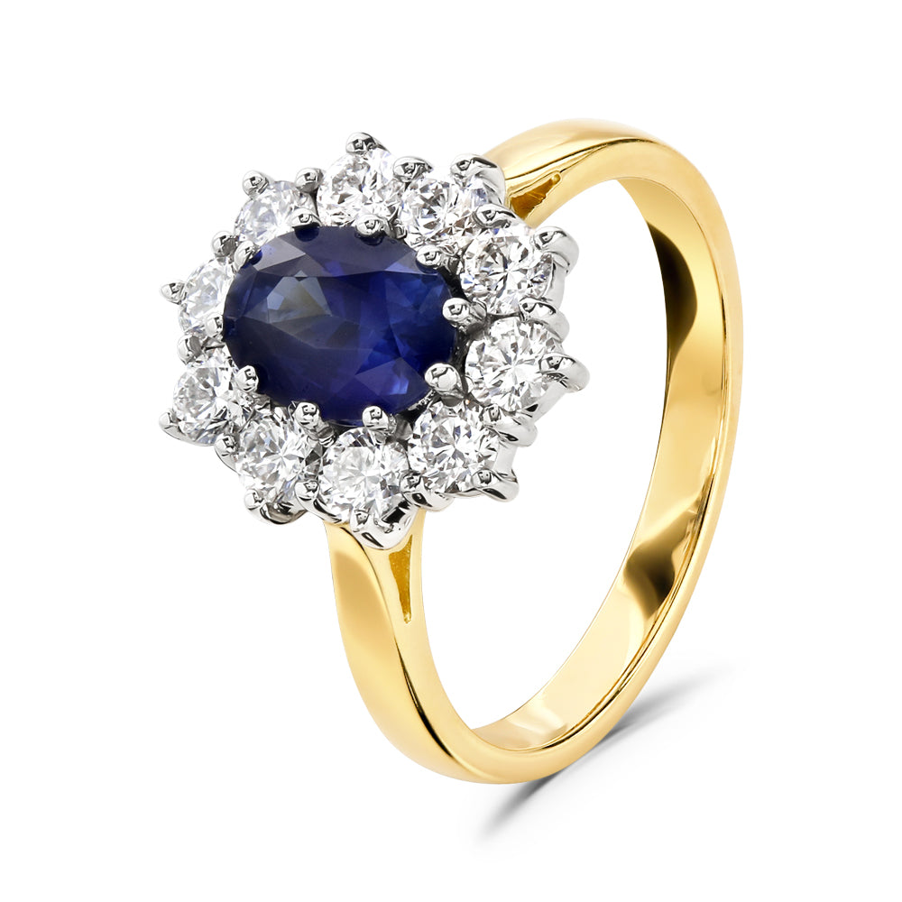 18ct Yellow & White Gold Sapphire & Diamond Ring