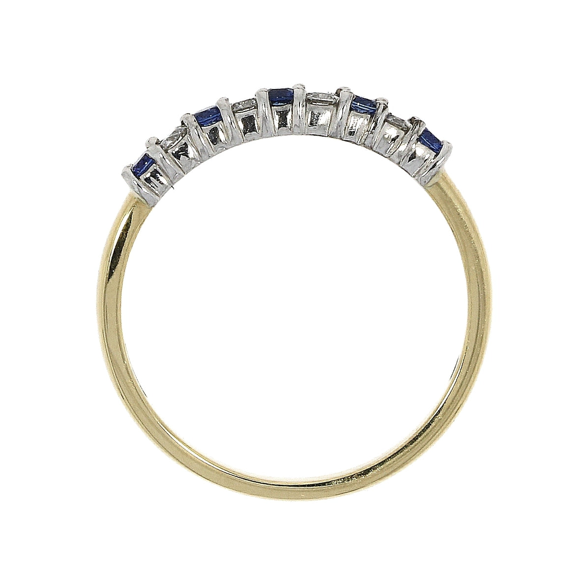 18ct yellow and white gold sapphire and diamond claw set ring