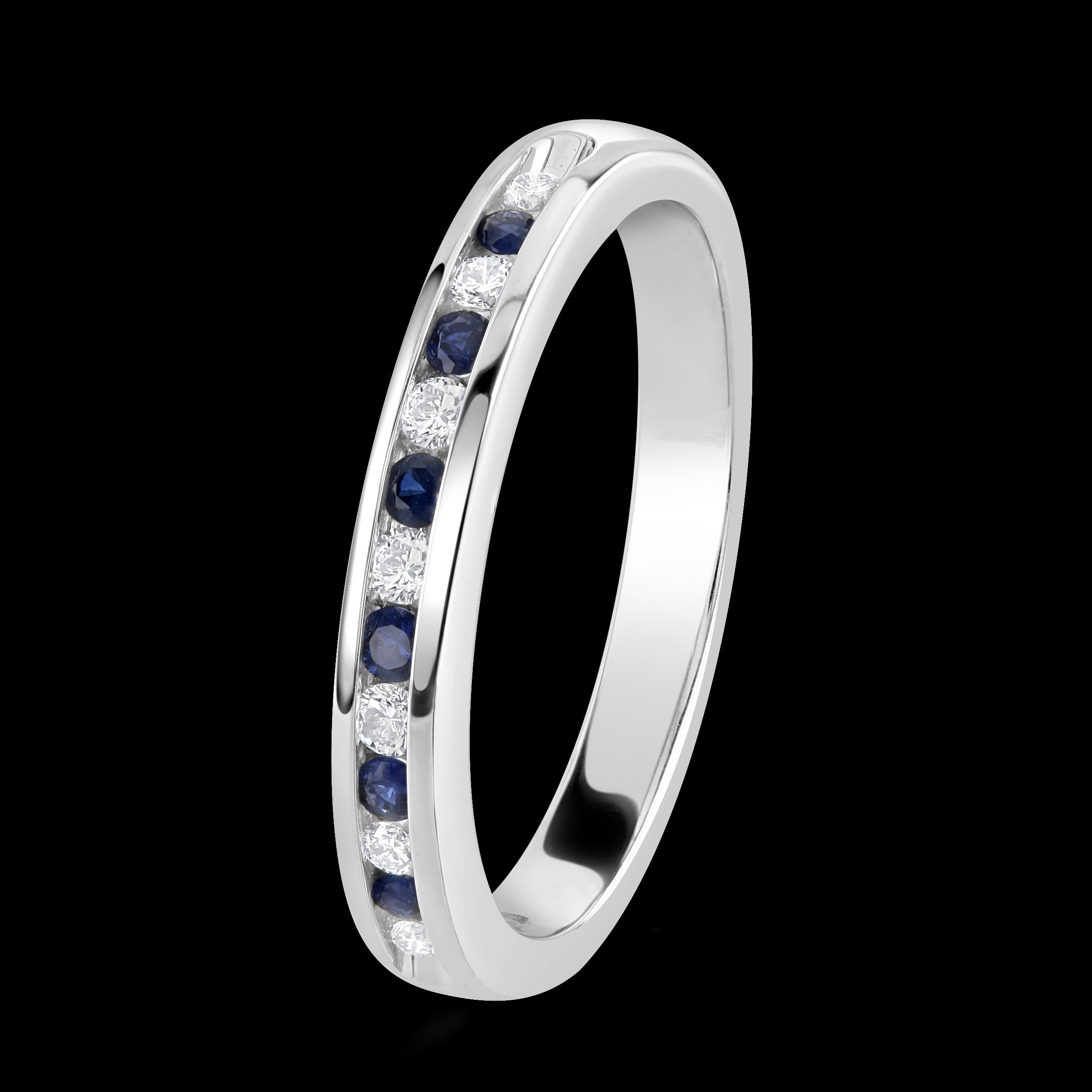 18ct White Gold Sapphire & Diamond Channel Set Eternity Band