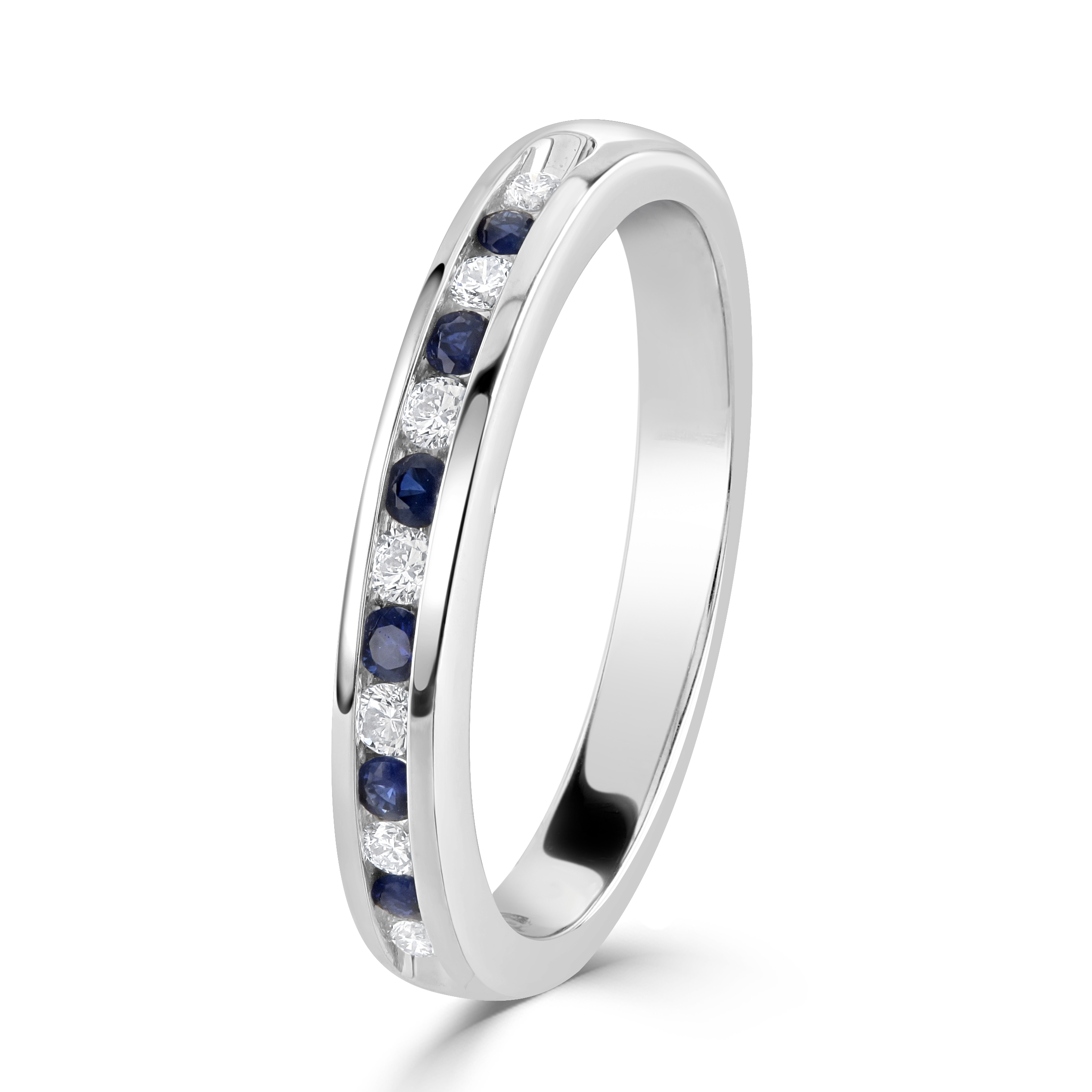 18ct White Gold Sapphire & Diamond Channel Set Eternity Band