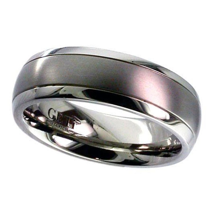 Titanium 7mm Domed Satin Centre Polished Edged Wedding Band