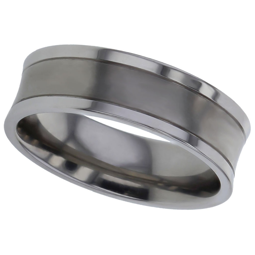 Titanium 7mm Satin Centre Polished Edged Wedding Band