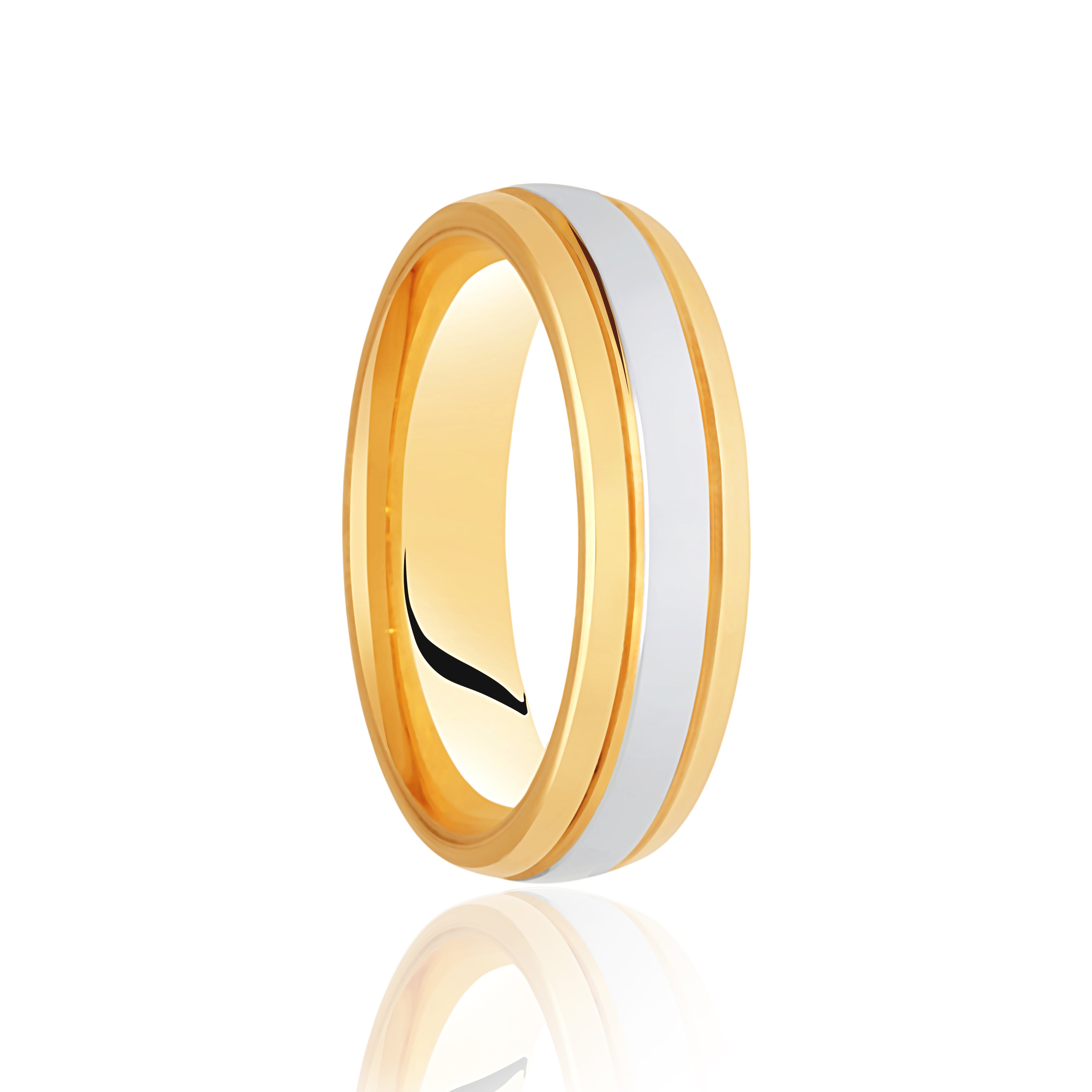 18ct Yellow & White Gold 6mm Traditional Court Wedding Band, size X