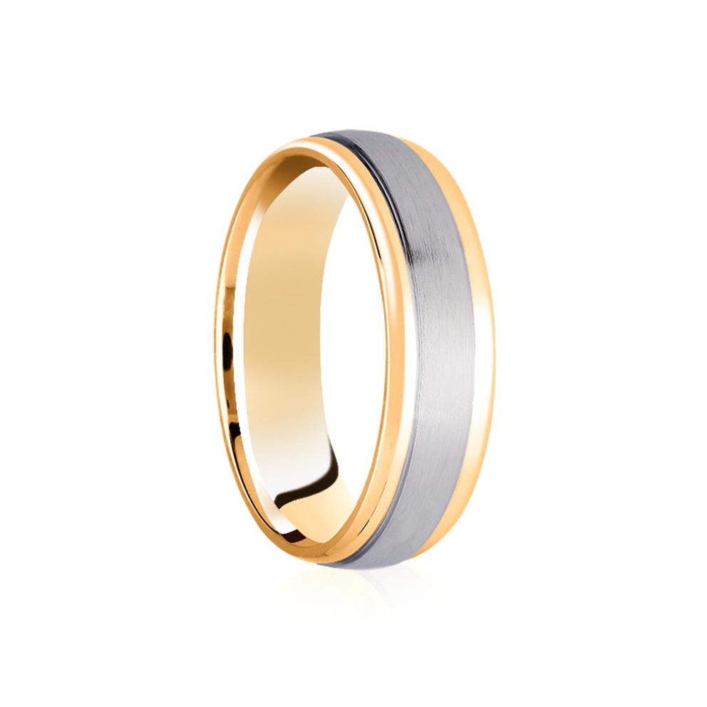 18ct Yellow & White Gold 6mm Traditional Court Weding Band, size Y