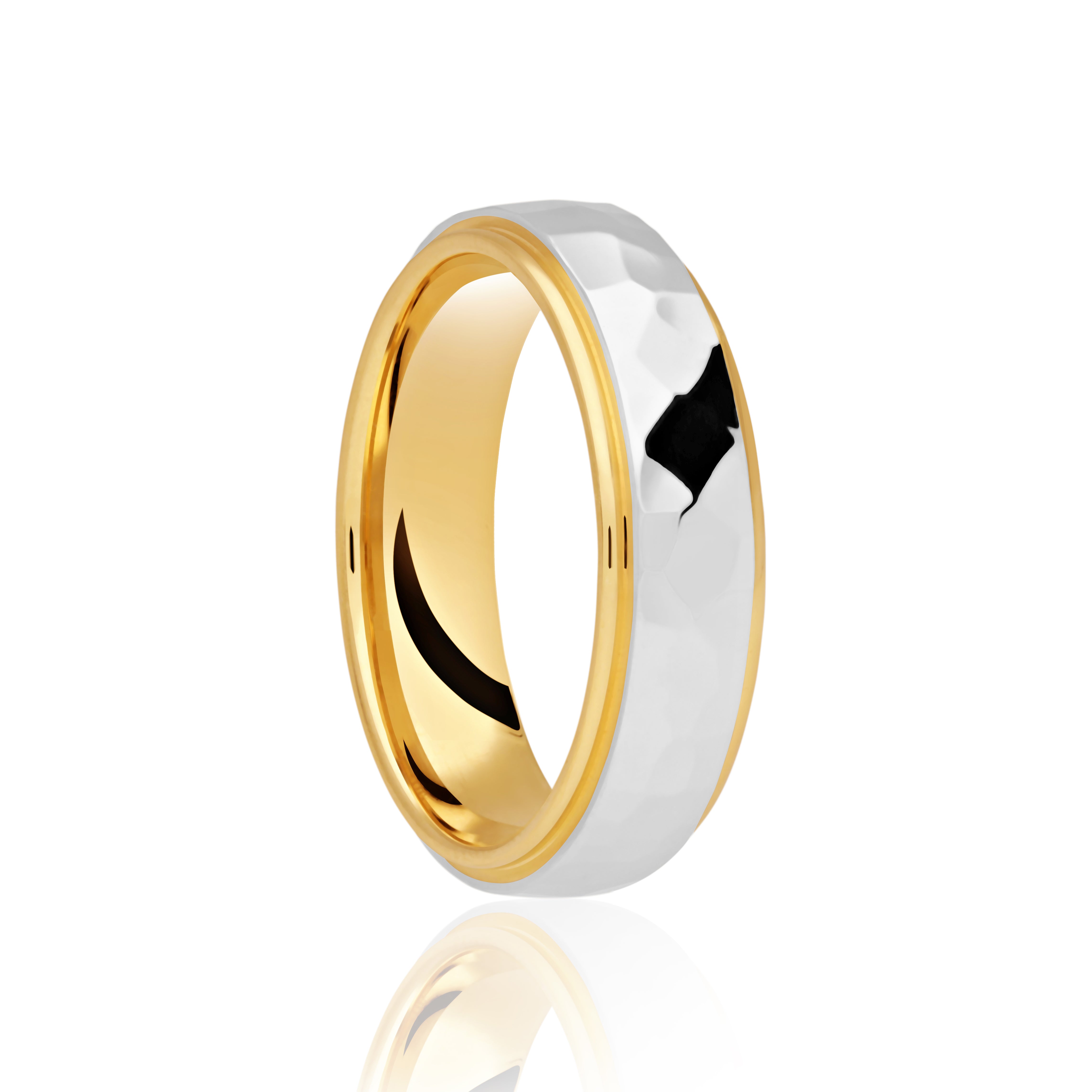 18ct Yellow & White Gold 6mm Traditional Court Wedding Band, size W