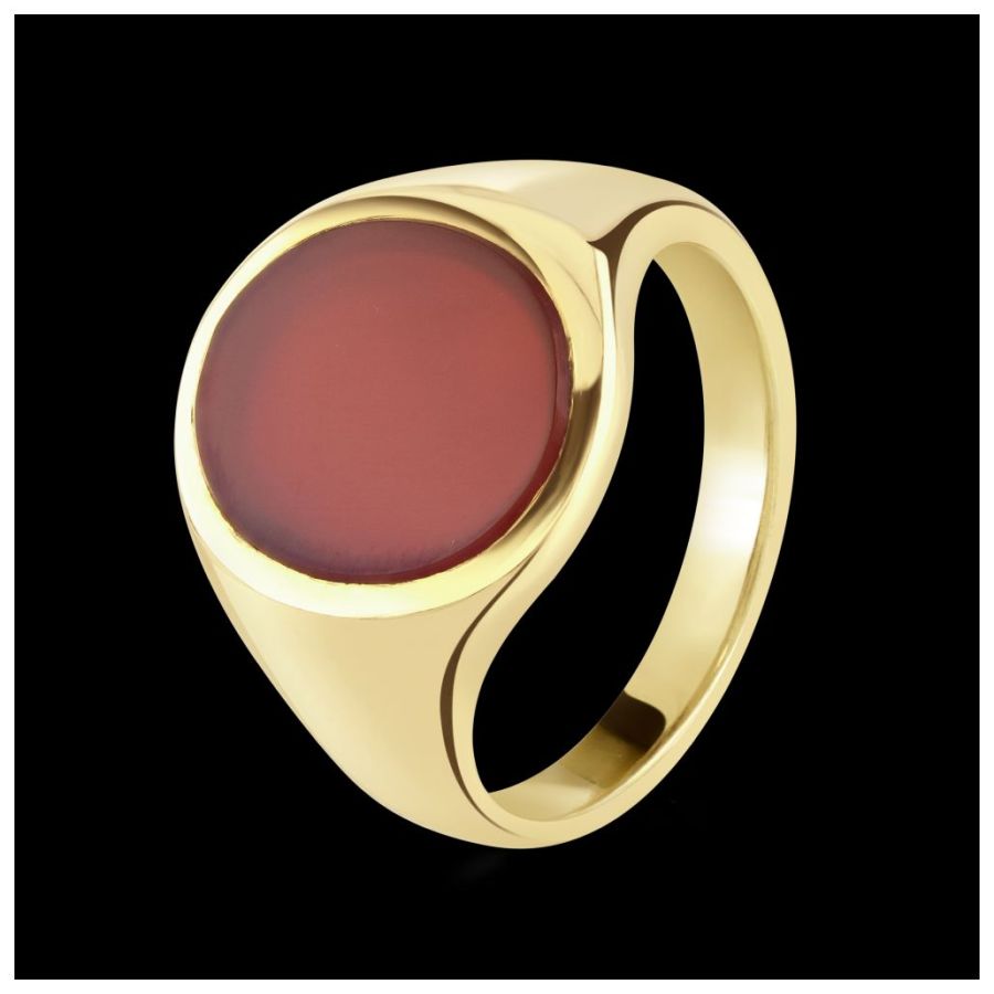 18ct Yellow Gold 13mm x 11mm Oval Carnelian Set Signet Ring