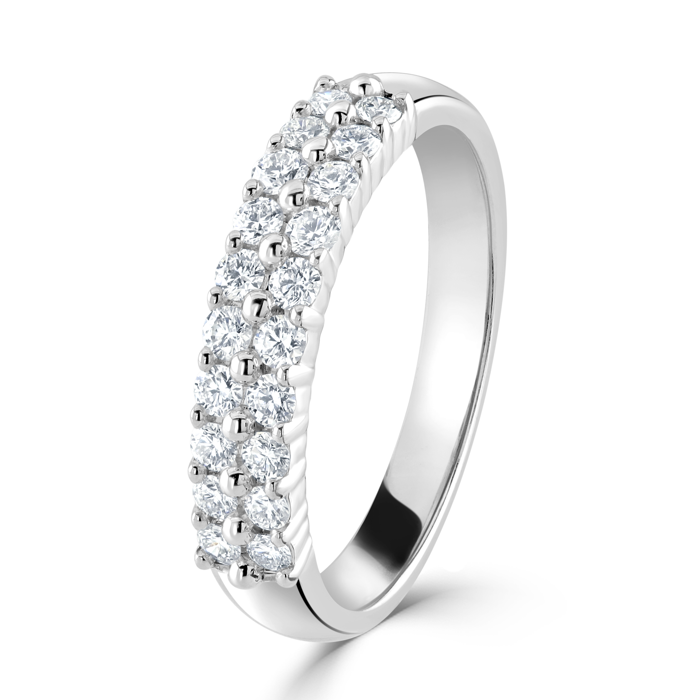 0.44ct 20-Round Brilliant Cut Diamond Claw Set 2-Row 18ct White Gold Eternity Band