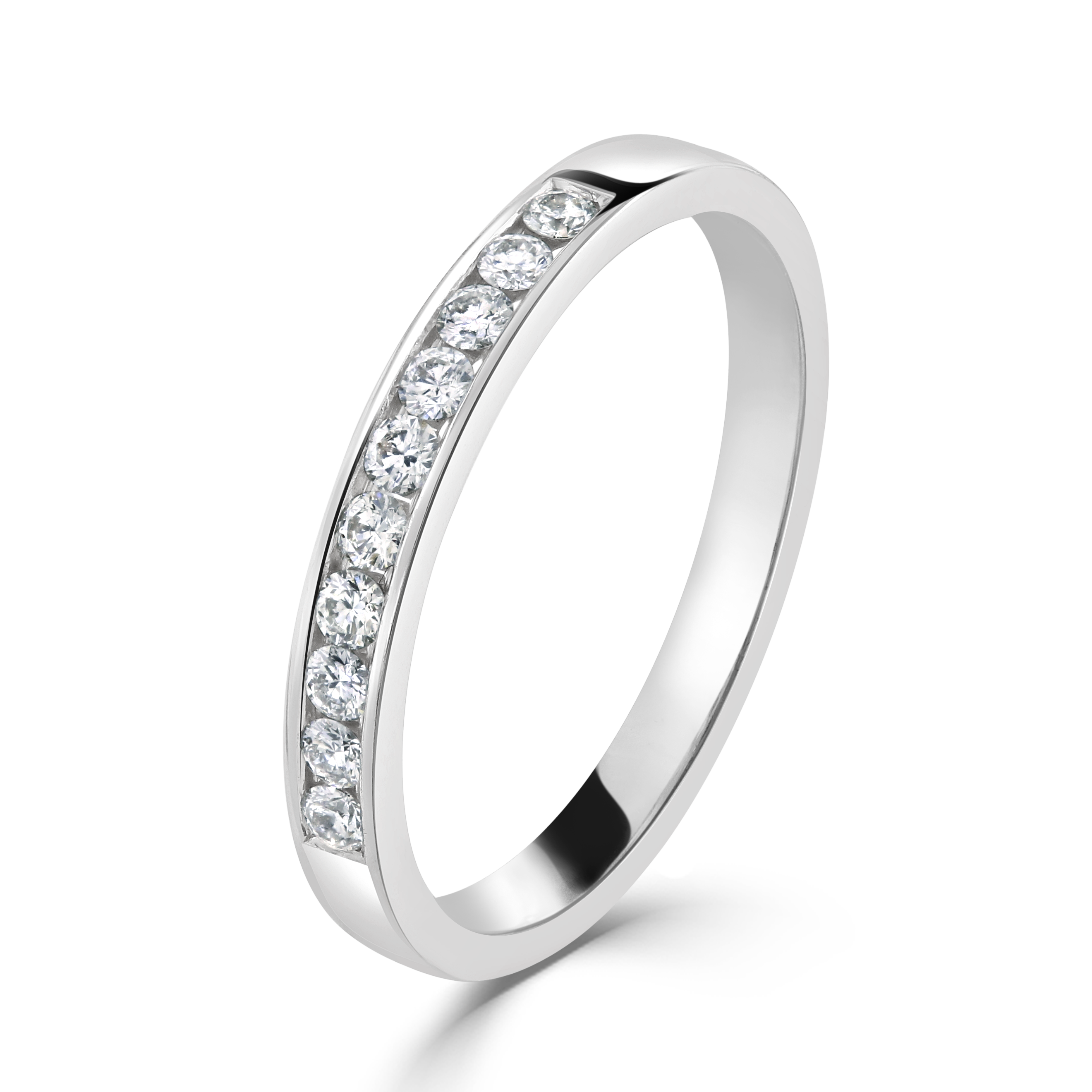 0.20ct 10-Round Brilliant Cut Diamond Channel Set 18ct White Gold Eternity Band