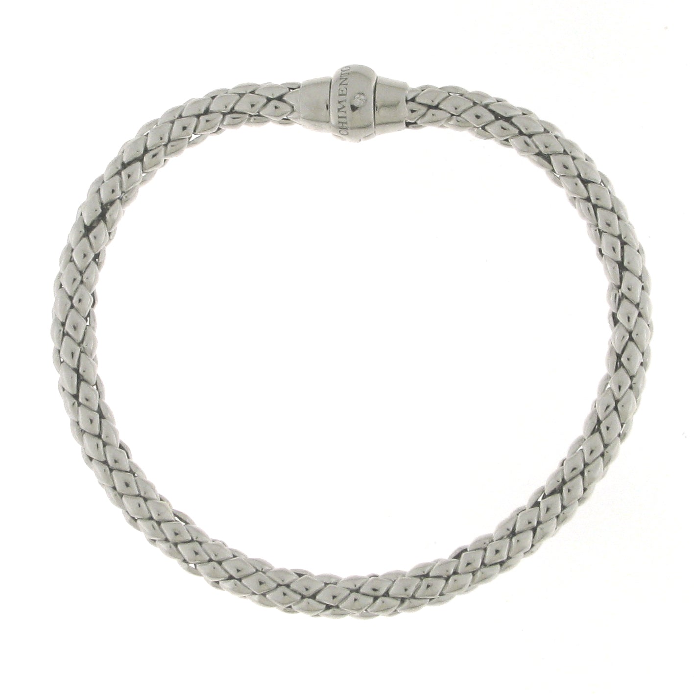 18ct White Gold Stretch Classic Bangle with Diamond Set Clasp