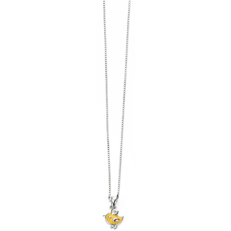 Silver & Yellow Enamel Diamond Set Chick Pendant