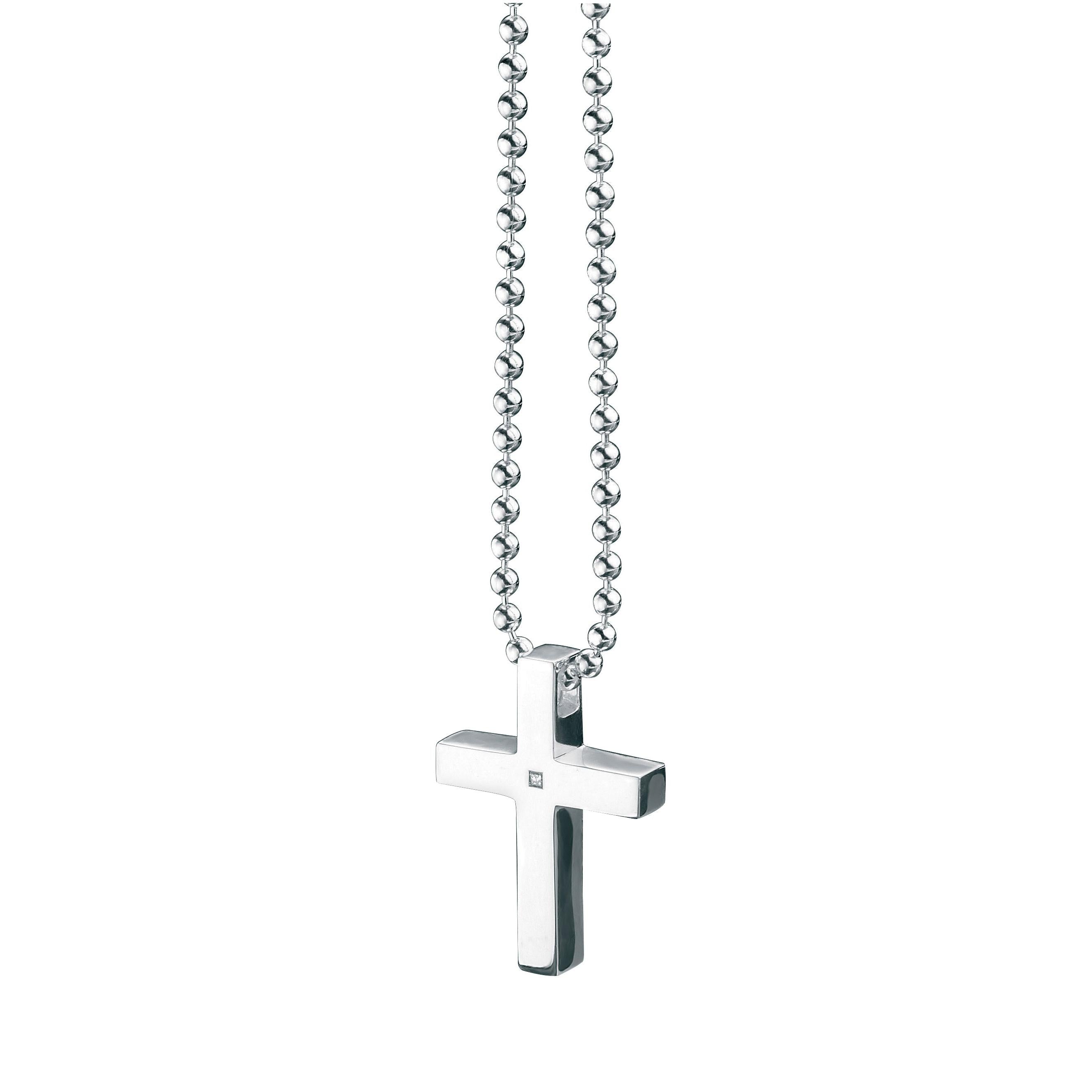 Silver Dia Sq Cross Pndt