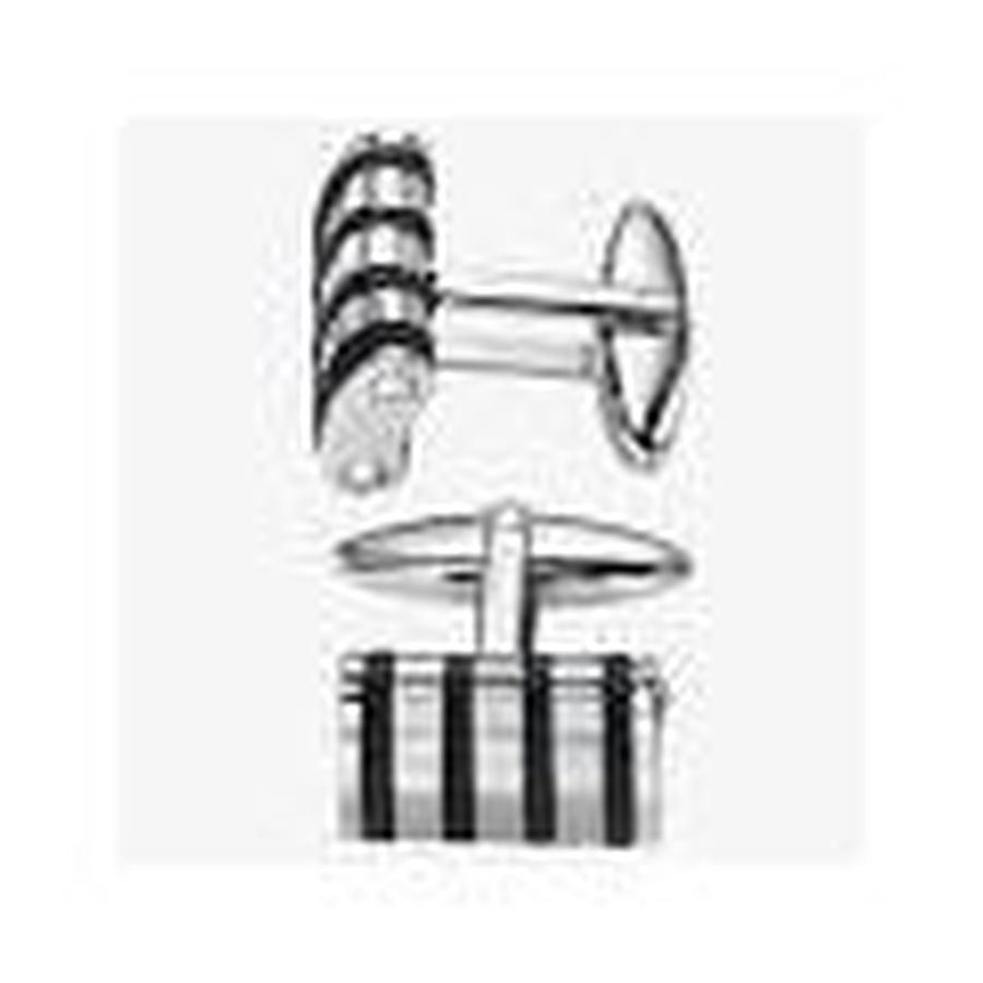 Fred Bennett Stainless Steel Black Rubber Lines Cufflinks