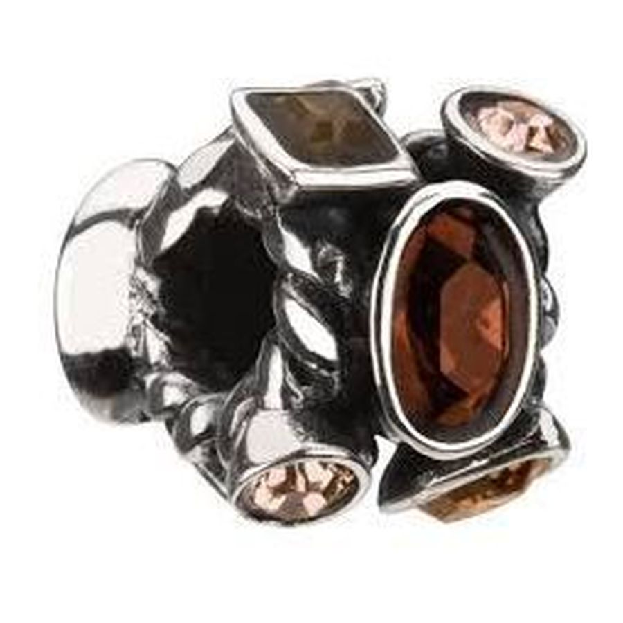 Silver Bead - Marquise - Brown