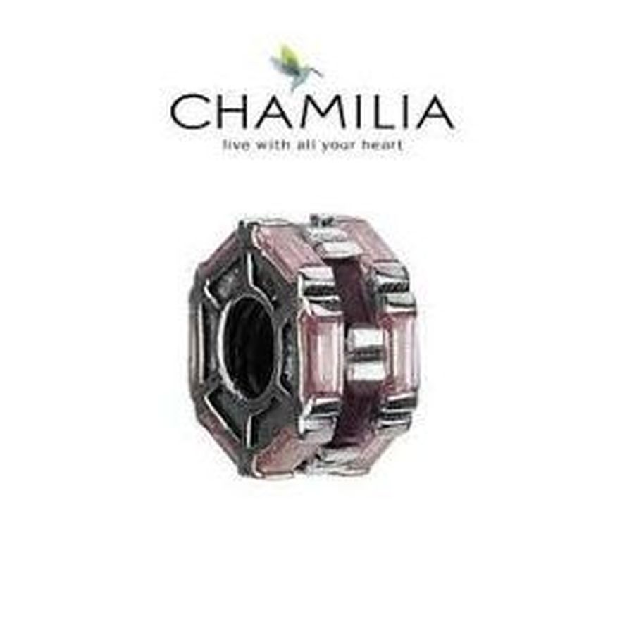 Silver Bead - Stacked Stones - Pink/Purple