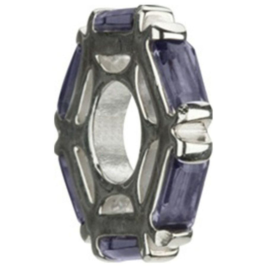 Silver Bead - Purple Cubic Zirconia Wheel