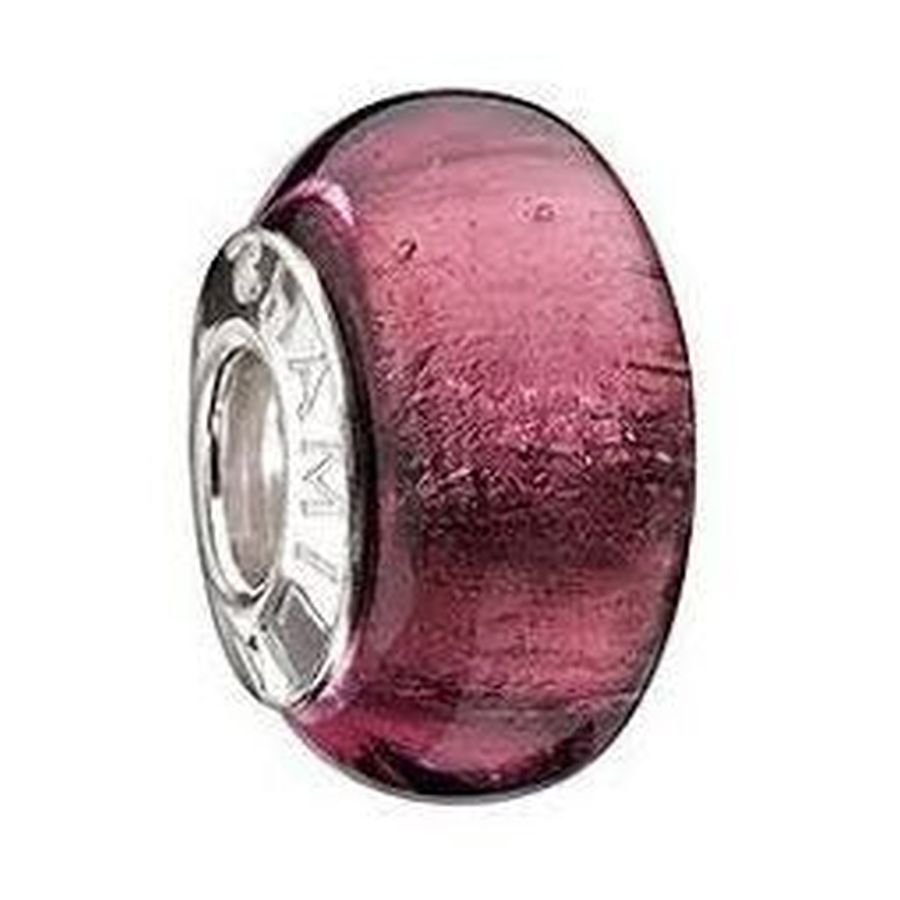 Silver Murano Charm - Purple with Silver