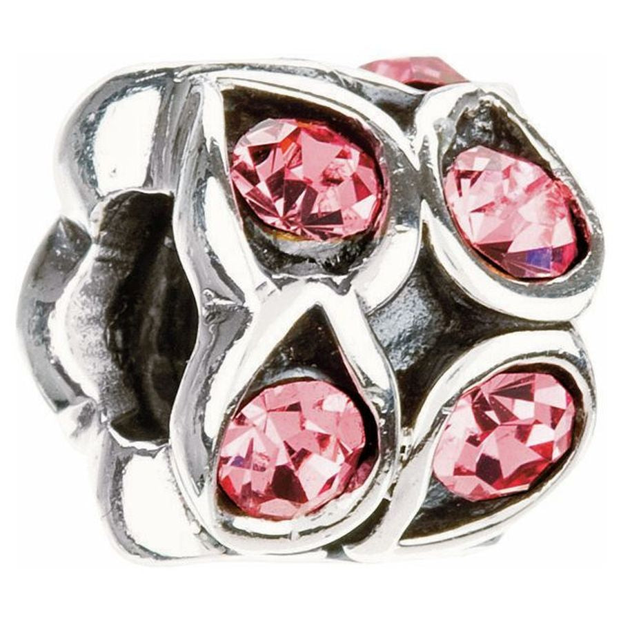 Silver with Pink Crystal Bead - Paisley Rose