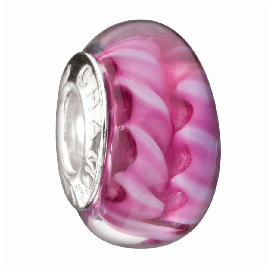 Silver Murano Glass Bead - Fuchsia Dream