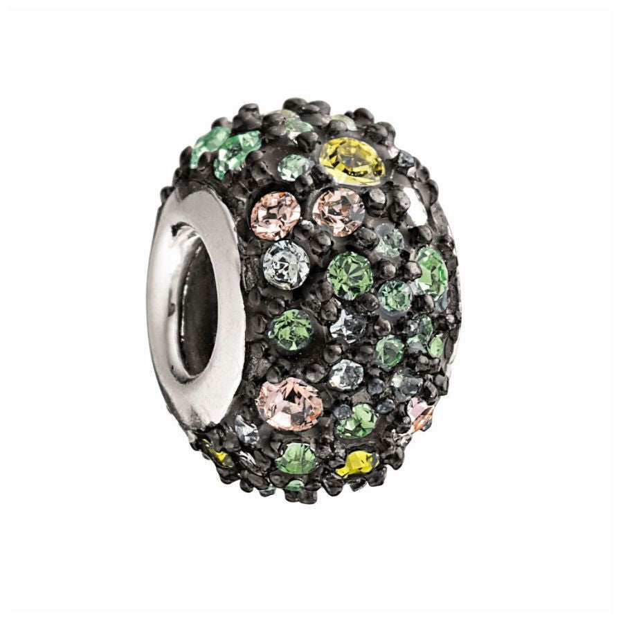 Silver Bead with Crystal - Mixed & Green Jewelled Kaleidoscope