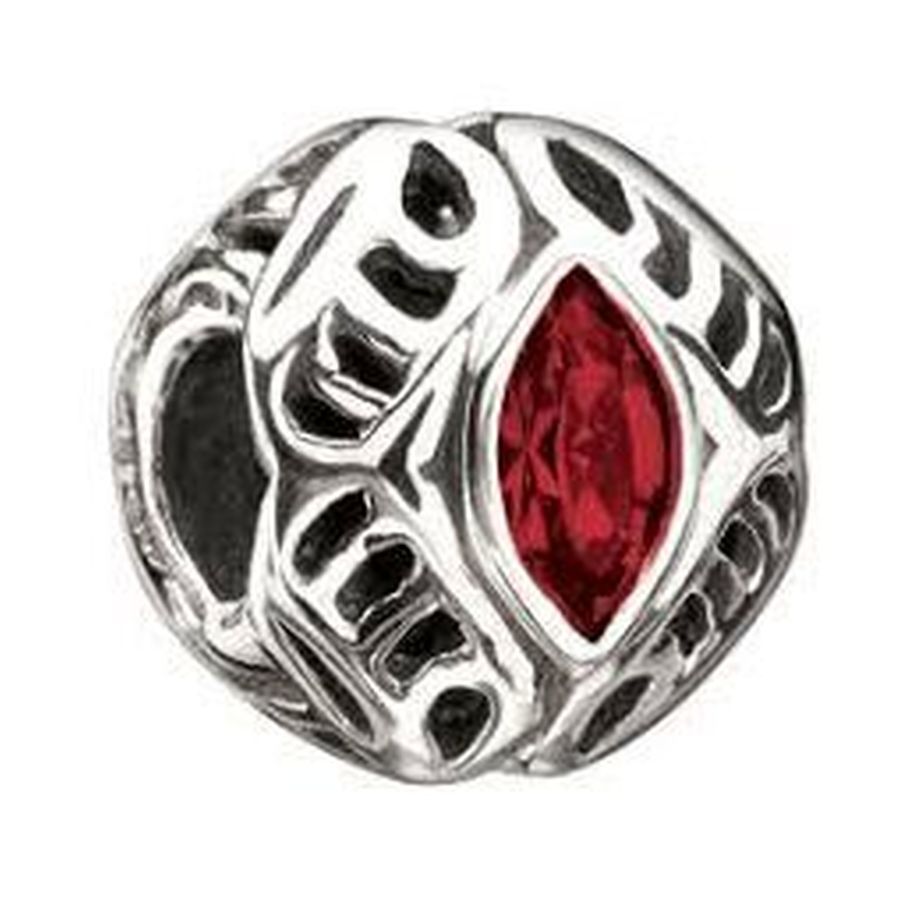 Silver Bead - July Birthstone - Marquise Crystal