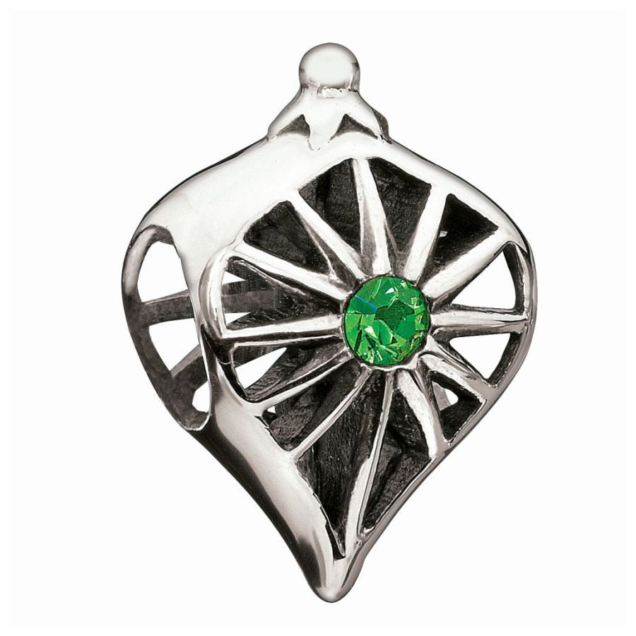 Silver bead - green crystal bauble - Glorious