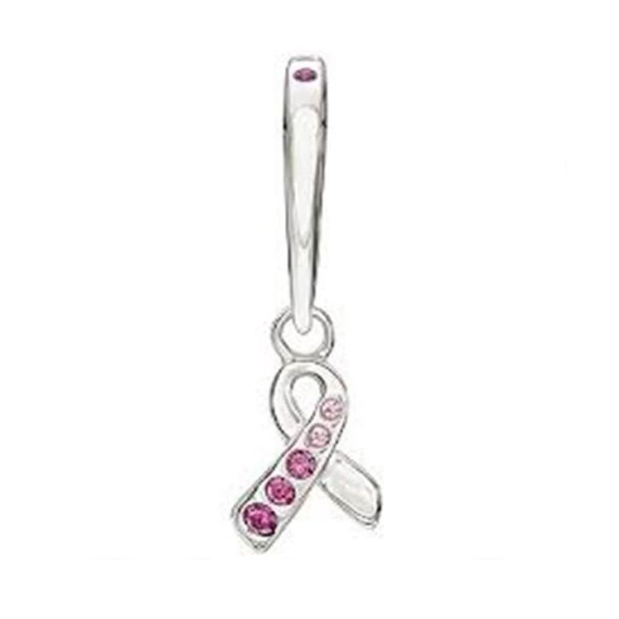 Silver Hanging Charm - Breast Cancer Awareness Ribbon