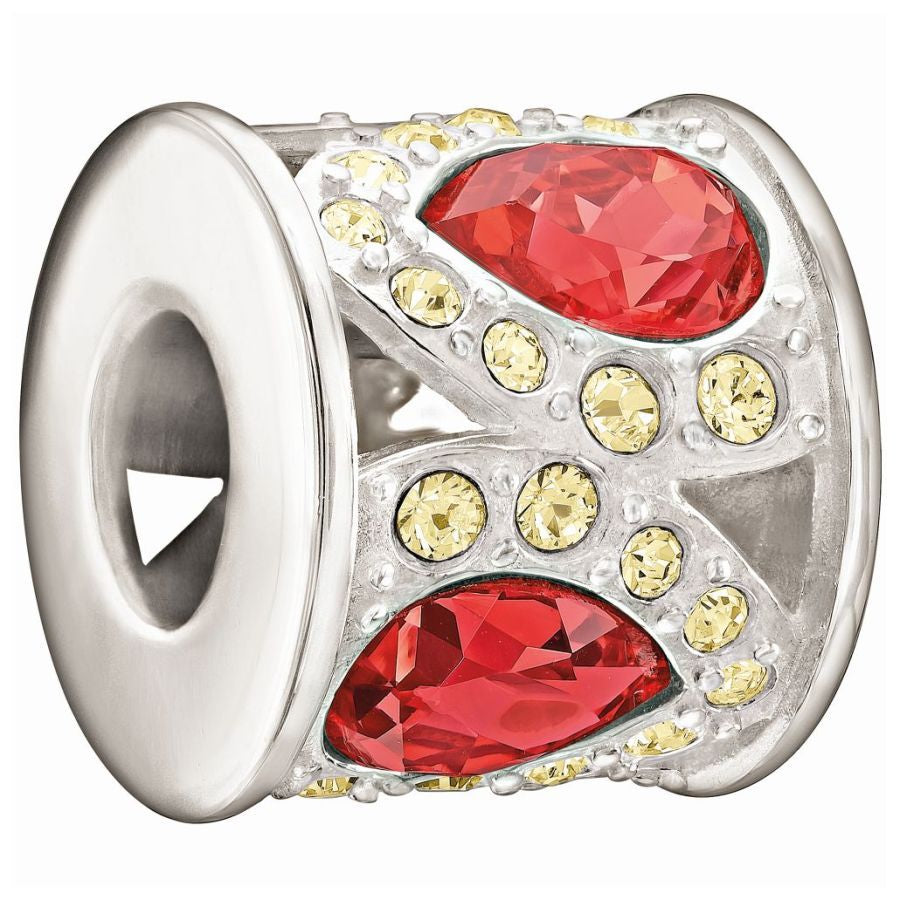 Silver Bead - Royal Petals - Red & Yellow Crystal