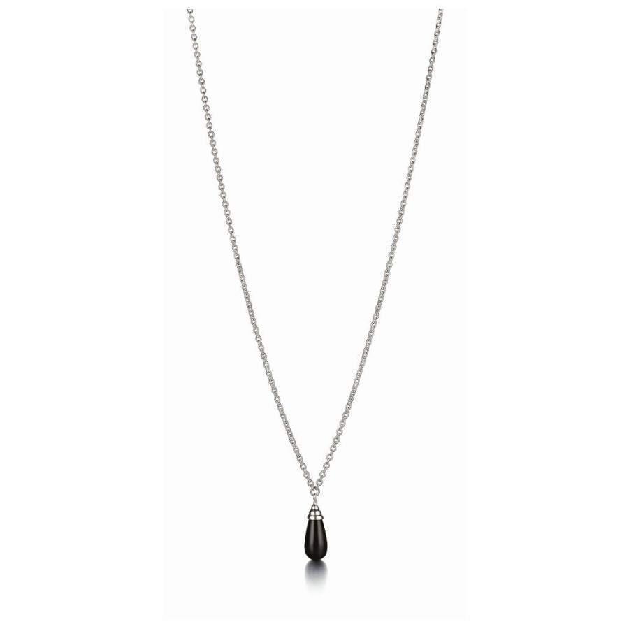 Silver Black Onyx Teardrop Necklace