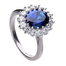Diamonfire Blue & Clear CZ Cluster Ring