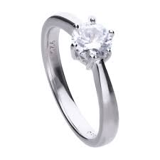 Silver Round Cubic Zirconia Solitaire Ring, size O