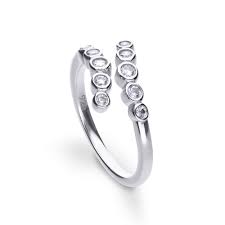 Silver Cubic Zirconia Crossover Ring, size M