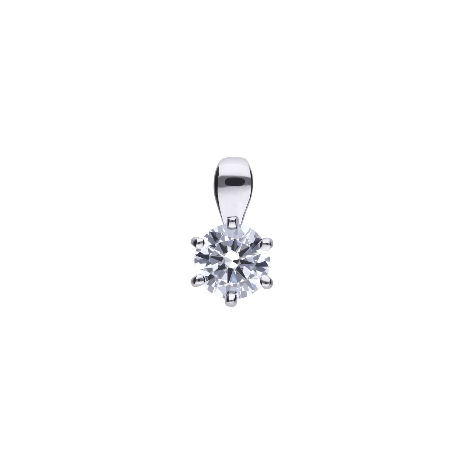 0.75ct Cubic Zirconia Solitaire Silver Pendant