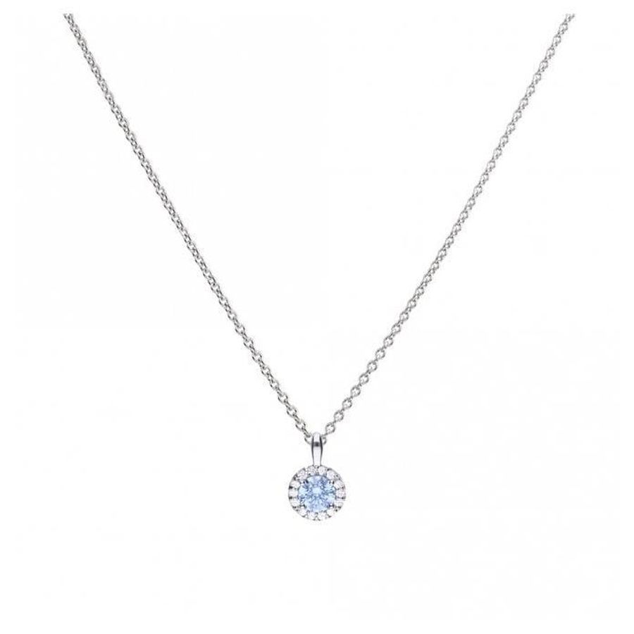 Silver Blue & Clear CZ Cluster Pendant & Chain