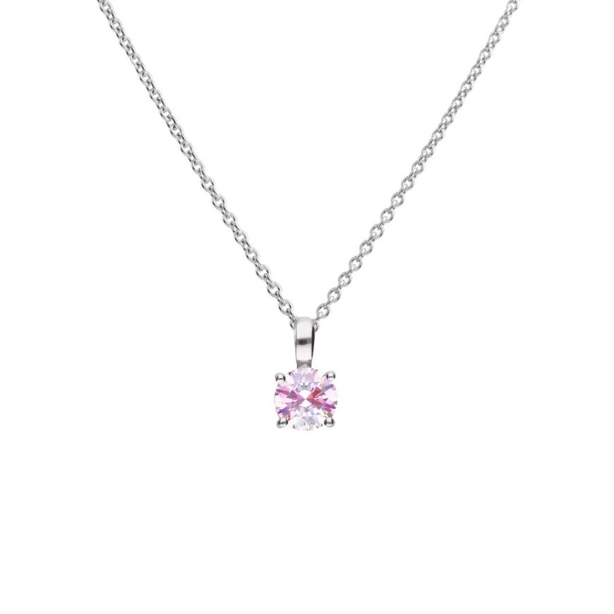 Silver Pink Cz Solitaire Pnd