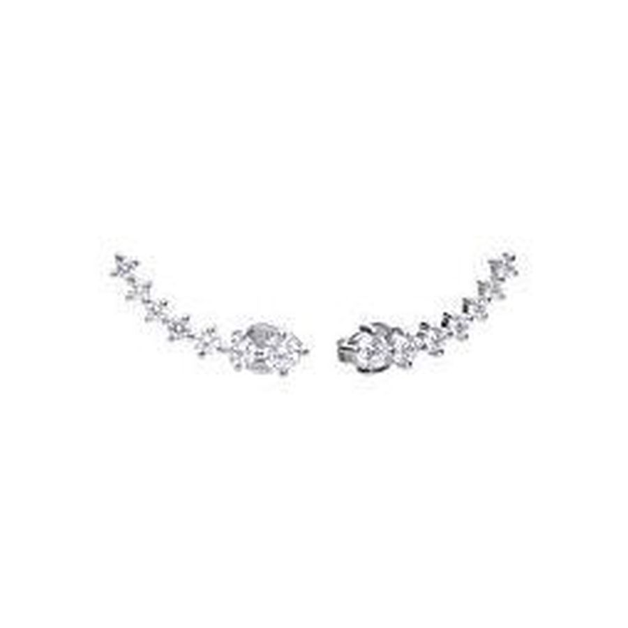 Silver 7 CZ graduated stud earrinngs