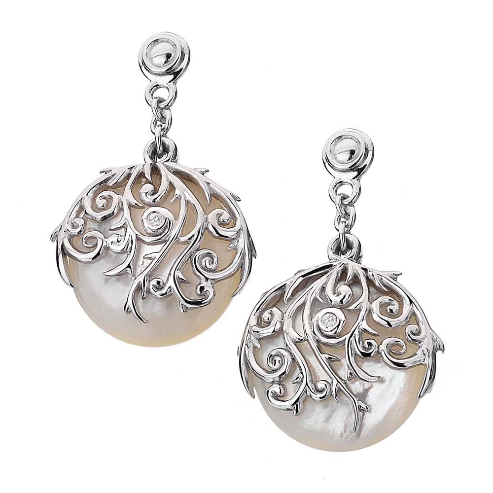 HD Silver Wild MOP Orb Drop Earrings