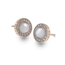 Emozioni Rose Gold Plated Mother-Of-Pearl and Cubic Zirconia Set Stud Earrings