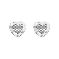 Silver Lock In Love Stud Earrings