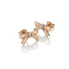 Rose Gold Plated Silver Ribbon Stud Earrings