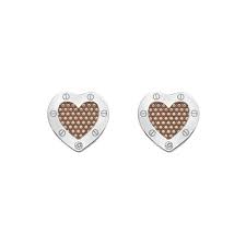Silver & Rose Gold Plated Lock In Love Stud Earrings