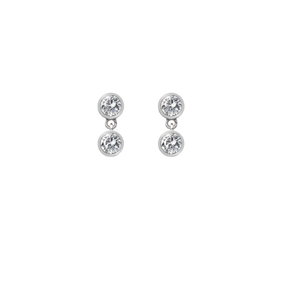 Silver Tender White Topaz Earrings - Double Drop